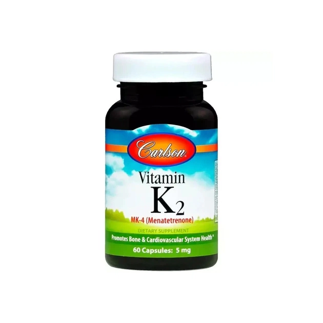 Витамин Carlson Витамин К2 (MK-4 Менатетренон), Vitamin K2 Menatetrenone, 5 Мг, 60 Капсул (CAR-01000) - изображение 1