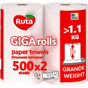 Паперові рушники Ruta Giga Rolls 2 шари 2 рулони (4820202895848) зображення 1