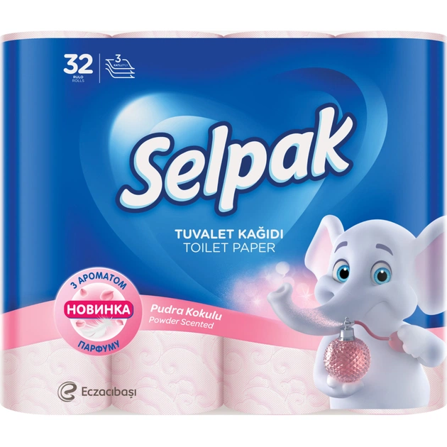 Туалетная бумага Selpak Perfumed Пудра 3 слоя 32 рулона (8690530324824) - изображение 1