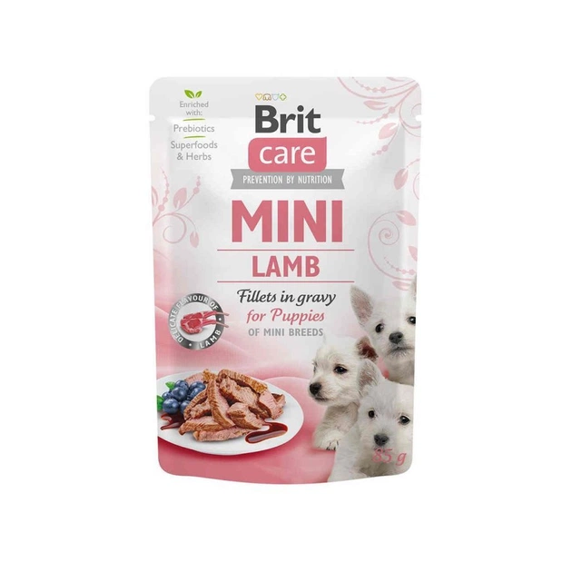 Вологий корм для собак Brit Care Mini pouch 85 г для цуценят (філе ягняти в соусі) (8595602534418) - зображення 1