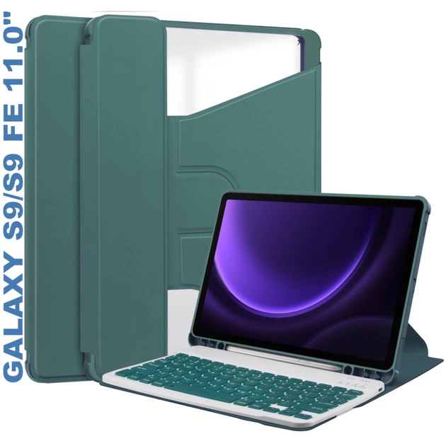 Чохол до планшета BeCover Keyboard 360° Rotatable Samsung Tab S9 (SM-X710/SM-X716)/S9 FE (SM-X510/SM-X516B) 11.0" Dark Gre (710428) - изображение 1