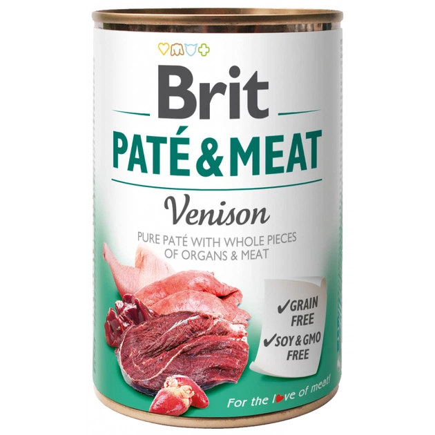 Консервы для собак Brit Pate and Meat со вкусом оленины и курицы 400 г (8595602530328) - изображение 1
