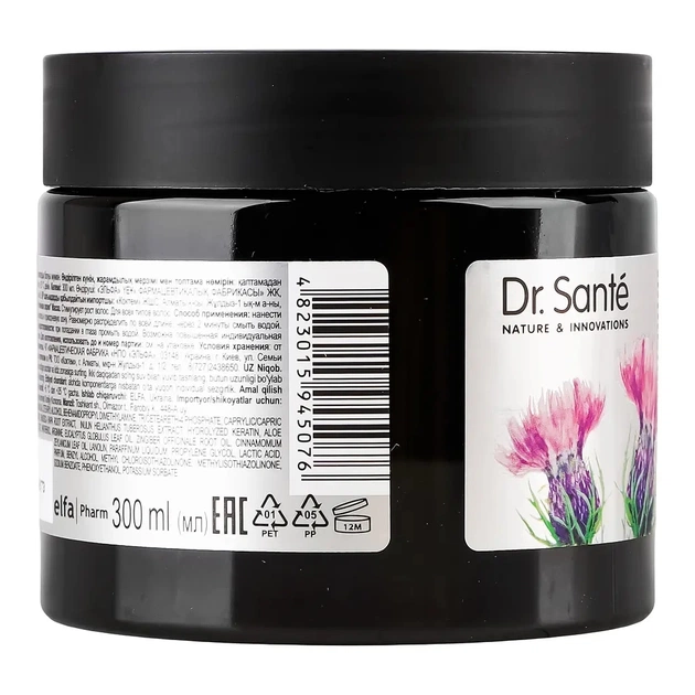 Маска для волосся Dr. Sante Реп'яхова Серія Двохвилинна Від випадіння волосся 300 мл (4823015945076) - picture 2