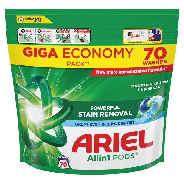 Капсули для прання Ariel Pods All-in-1 Гірське джерело 70 шт. (8700216764193) - зображення 1