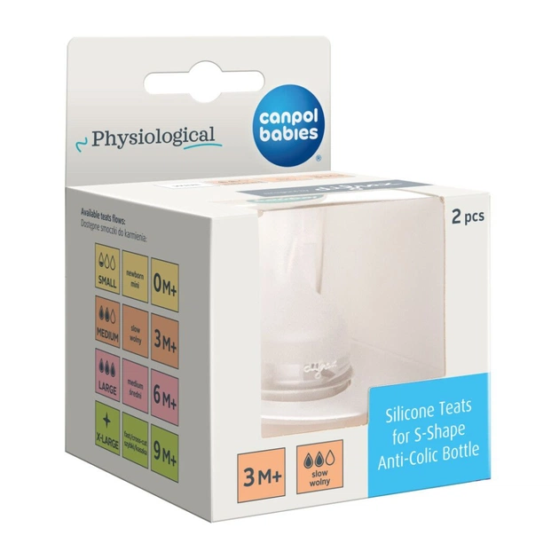 Соска Canpol babies силіконова до пляшечки S-Shape M (повільна) 2 шт (59/892) - picture 2