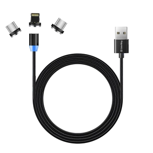 Дата кабель USB 2.0 AM to Lightning + Micro 5P + USB-C 1.0m Magnet only charge ColorWay (CW-CBUU020-BK) зображення 1
