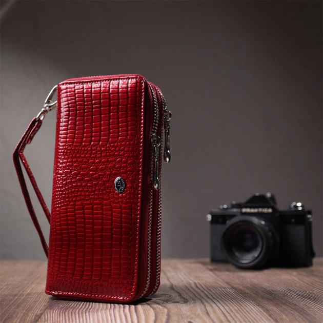 Гаманець ST Leather З лакованої натуральної шкіри Червоний (22692) - picture 10
