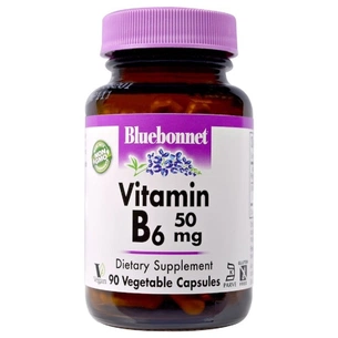 Вітамін Bluebonnet Nutrition Вітамін B6 50 мг, Vitamin B6, 90 вегетаріанських капсул (BLB0428) зображення 1