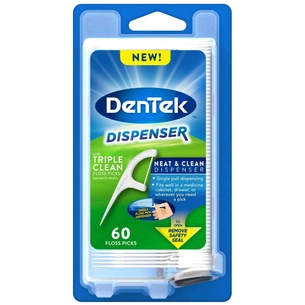 Флос-зубочистки DenTek з диспенсером Потрійне очищення 60 шт. (047701000465) зображення 1