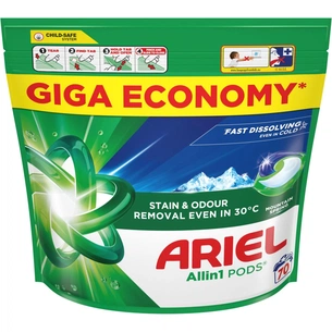 Капсули для прання Ariel Pods All-in-1 Гірське джерело 70 шт. (8700216764193) изображение 1