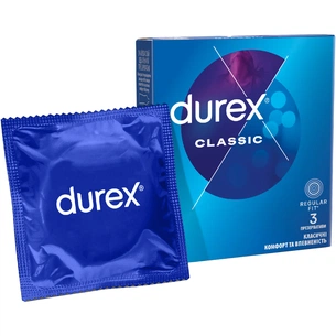 Презервативи Durex Classic латексні з силіконовою змазкою (класичні) 3 шт. (5010232954250) зображення 1