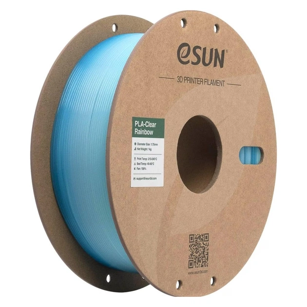Пластик для 3D-принтера eSUN PLA Clear Rainbow 1,75mm 1kg Transl BLUE WHITE (PLA-CLRB175T-UW1P1) - зображення 1