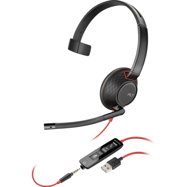 Наушники Poly Blackwire 5210 USB-A/USB-C 3.5 мм Black (8X230AA) - изображение 1