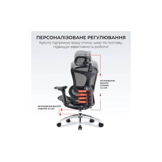 Офісне крісло Sihoo DORO C300L Mesh Black (DORO-C300L-A3-101) - зображення 9