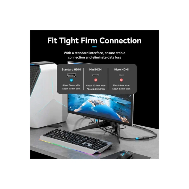 Кабель мультимедійний HDMI M to HDMI F 5.0m V2.0 4K60Hz Vention (AHCBJ) - picture 5