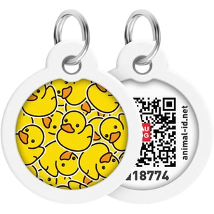 Адресник для тварин WAUDOG Smart ID з QR паспортом "Качечки", коло 30 мм (230-0204) зображення 1