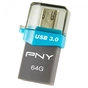USB флеш накопичувач PNY flash 64GB Duo-Link OU3 OTG USB 3.0 (FDI64GOTGOU3G-EF) - зменшене зображення 2