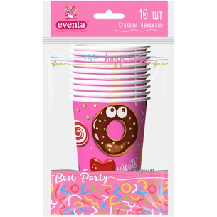 Стакани одноразові Eventa паперові з малюнком Пончик 300 мл 10 шт. (4823071600018) зображення 1