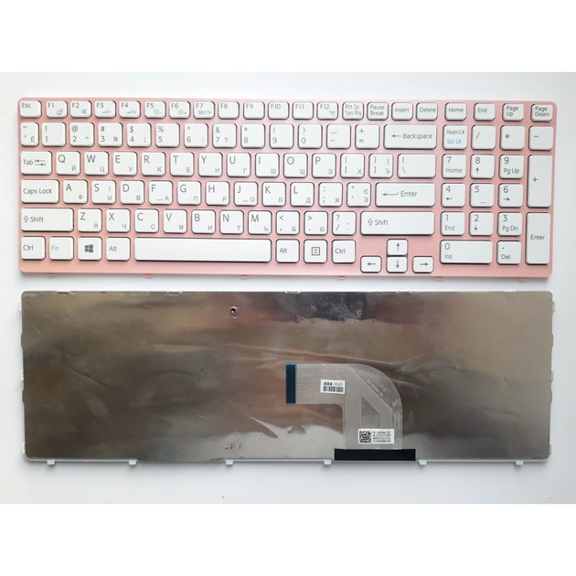 Клавіатура ноутбука Sony SVE15 (E15 Series) белая с розовой рамкой UA (A43687) - зображення 1