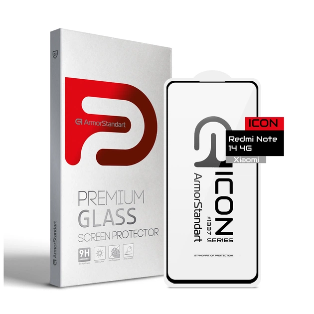 Стекло защитное Armorstandart Icon Xiaomi Redmi Note 14 4G Black (ARM79673) - изображение 1