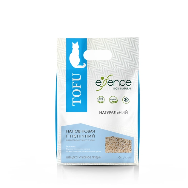 Наповнювач для туалету Essence Tofu натуральний 2 мм 6 л (4820261920031) - picture 1