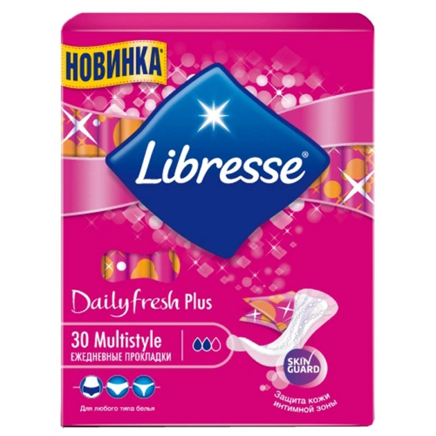 Щоденні прокладки Libresse Dailyfresh Multistyle Plus в індивідуальній упаковці 30 шт (7322540757200) - изображение 1