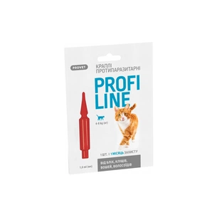 Краплі для тварин ProVET Profiline інсектоакарицид для котів 4-8 кг 1/1 мл (4823082431120) изображение 1