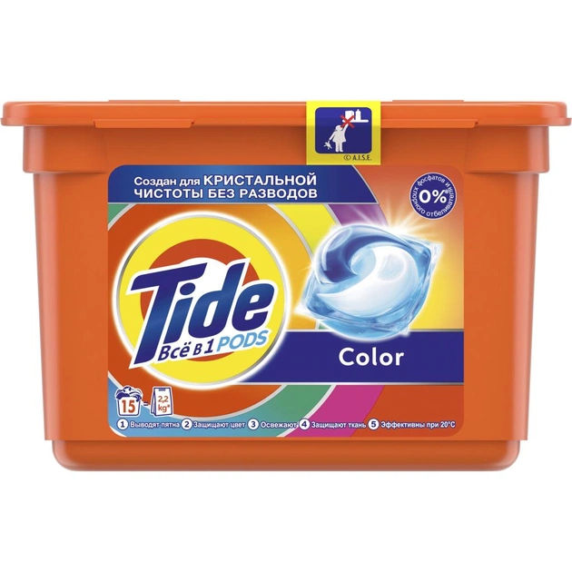 Капсули для прання Tide Все-в-1 Color 15 шт. (8001090758286) - изображение 1