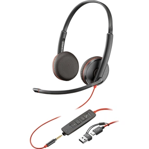 Навушники Poly BlackWire C3225 USB-C HS Stereo +3.5mm Plug +USB-C/A Adapter (Bulk) Black (8X229A6) зображення 1