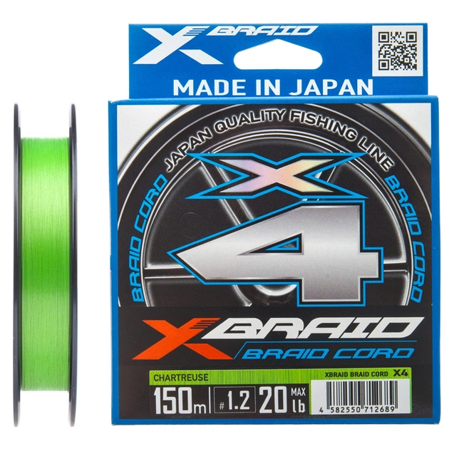 Шнур YGK X-Braid Braid Cord X4 150m 3.0/0.296mm 40lb/18.0kg (5545.03.97) - изображение 1