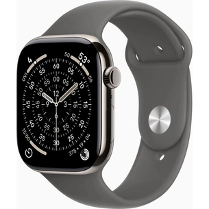 Смарт-годинник Apple Watch Series 11 GPS + Cellular 46mm Natural Titanium Case with Stone Grey Sport Band - M/L (MFCX4RK/A) зображення 1