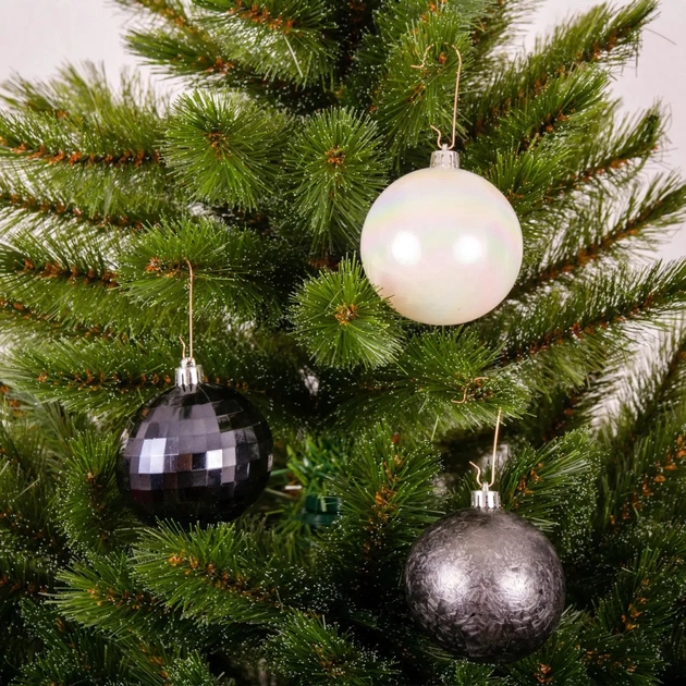 Ялинкова іграшка Chomik пластикові кульки 9 шт, 8см, графіт з перламутром (5900779853041) - picture 5