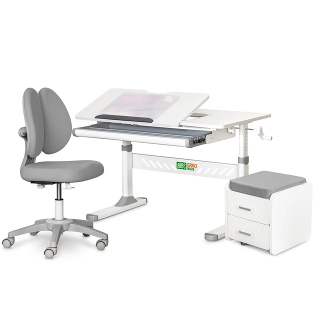 Парта з кріслом ErgoKids (L) Grey + тумба (TH-310 + Y-412 Lite + BD C3_GREY) - зображення 1
