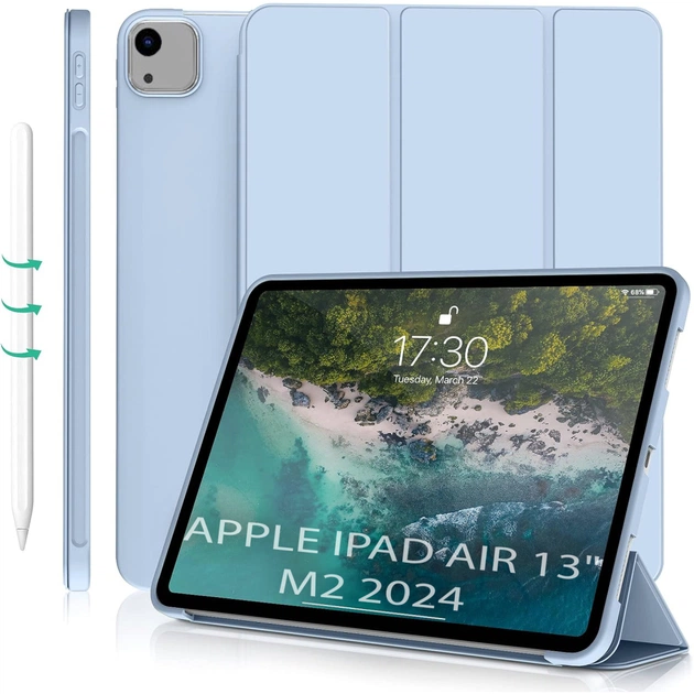 Чехол для планшета BeCover Tri Fold Soft TPU Silicone Apple iPad Air 13" M2/M3 (2024/2025) Light Blue (711741) - изображение 1
