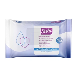 Вологі серветки Siela Антибактеріальні Великі 15 шт. (4820204405816) зображення 1