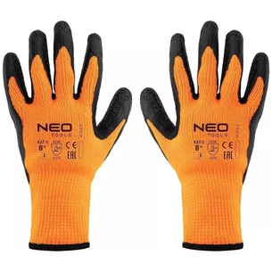 Захисні рукавиці Neo Tools латексне покриття, поліестер, р.8, помаранчево чорні (97-612-8) изображение 1
