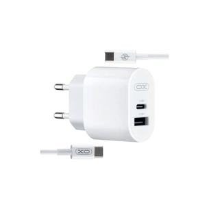 Зарядний пристрій XO L97 (1Type-C/1USB/2.4A) + Type-C - Type-C White (XO-L97-TC) зображення 1