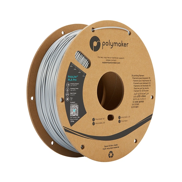 Пластик для 3D-принтера Polymaker PLA POLYLITE PRO 1,75mm 1kg METALLIC SILVER (PA07007) - изображение 1