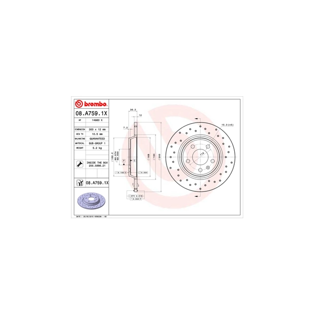 Гальмівний диск Brembo 08.A759.1X - зображення 1