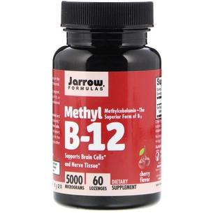 Вітамін Jarrow Formulas Метил B-12 зі смаком вишні, 5000 мкг, Methyl B-12, 60 льодяників (JRW18004) зображення 1