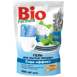 Засіб для ручного миття посуду Bio Formula Сода-ефект дой-пак 500 мл (4823015922725) зображення 1