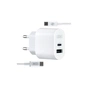 Зарядний пристрій XO L97 (1Type-C/1USB/2.4A) + Type-C - Type-C White (XO-L97-TC) - зменшене зображення 1