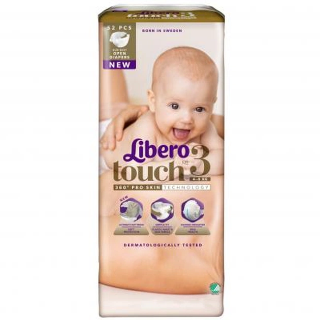 Підгузки Libero Touch 3 (4-8 кг) 52 шт (7322540777376) - зображення 1
