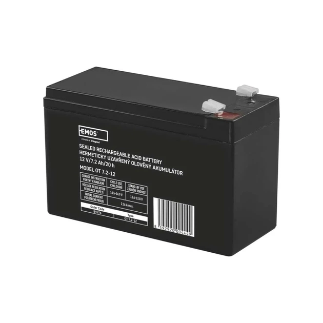 Батарея до ДБЖ EMOS B9674 AGM 12V 7,2Ah fast 6,3mm (B9674) - зображення 1