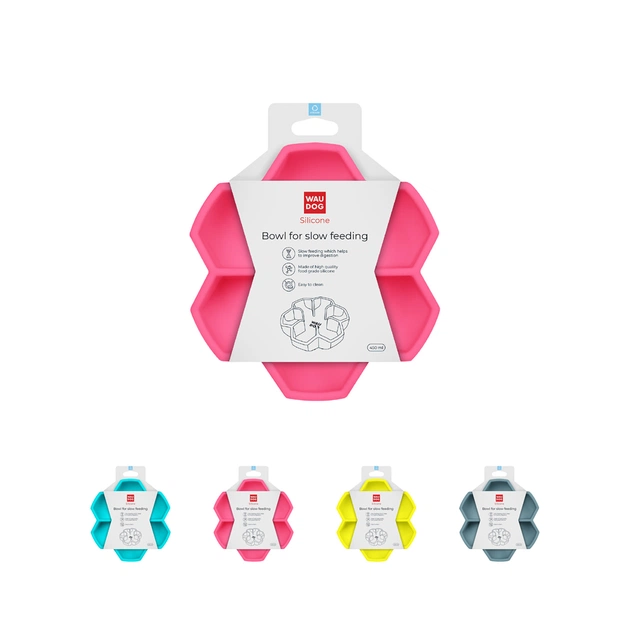 Універсальний посуд для тварин WAUDOG Silicone миска для повільного харчування 450 мл рожева (23537) - picture 6