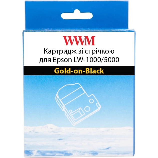 Стрічка для принтера етикеток WWM для Epson LW-1000/5000 36mm х 8m Gold-on-Black (WWM-SC36KZ) - picture 1