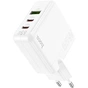 Зарядний пристрій HOCO C115A Header 2xUSB-C PD65W + 1xUSB QC3.0 GaN White (6931474798312) - зменшене зображення 6