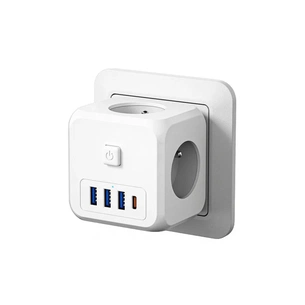 Зарядний пристрій Essager 3xUSB + 1xUSB-C 7-in-1 white (ECTAC-MFB02-Z) зображення 1