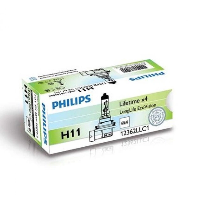 Автолампа Philips H11 LongLife EcoVision, 1шт (12362LLECOC1) - изображение 1