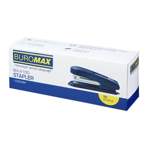 Степлер Buromax пластиковий, 15 аркушів, (скоби №10), 111 х 28 х 43 мм, сірий (BM.4100-09) зображення 1